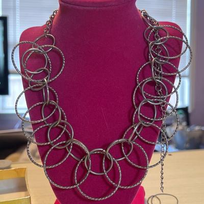 Silver toned big circle necklace