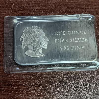 ONE OUNCE PURE SILVER .999 WITH A RAISED INDIAN