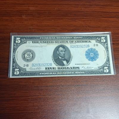 SERIES OF 1914 $5 BLUE SEAL FEDERAL RESERVE NOTE