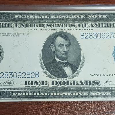SERIES OF 1914 $5 BLUE SEAL FEDERAL RESERVE NOTE
