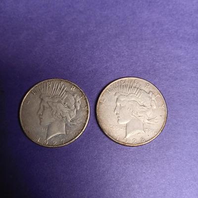 1927 & 1928 PEACE SILVER DOLLARS