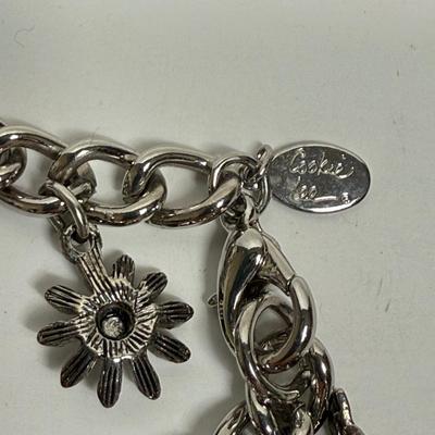 Vintage Cookie Lee Gardening themed Silver-tone Charm Bracelet