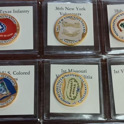 BATTLE FLAGS OF THE CIVIL WAR COLORIZED KENNEDY HALF DOLLARS