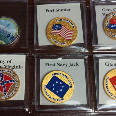 BATTLE FLAGS OF THE CIVIL WAR COLORIZED KENNEDY HALF DOLLARS