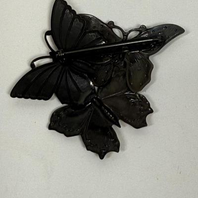 Vintage Triple Butterfly mixed metal colored Brooch or Pin
