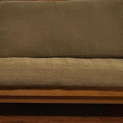 Oak Futon With Green Pads
