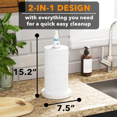 SpaceAid SprayNeat Paper Towel Holder with Spray Bottle, Countertop Paper Towels Holders Stand with Sprayer Inside Center, Under Cabinet...