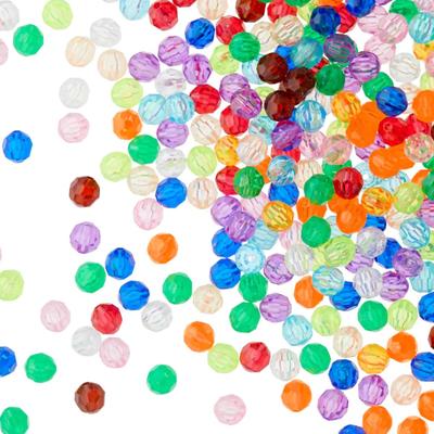 1000 Piece Bulk Multi-Color Faceted Acrylic Round Bead Value Pack, 8mm - 6+