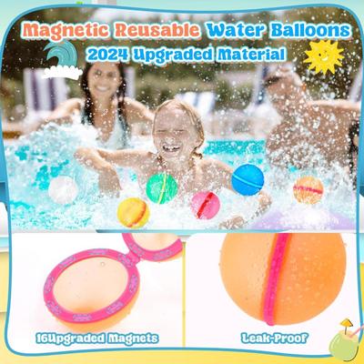 8-Pieces Reusable Water Balloons for Kids, Water Balloons Quick Fill, Refillable Water Balloons, Self Sealing Magnetic Water Bomb Balls...