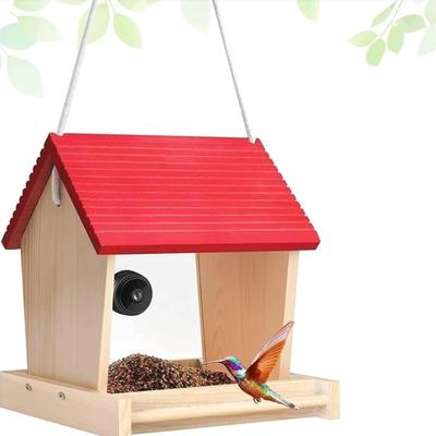 Large Handmade Bird Feeder with Wireless 1080P Camera, HD AI WiFi Camera, Window Handmade Wooden House for Outside