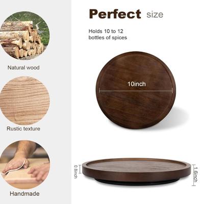 Wood Lazy Susan Organizer Kitchen Turntable for Cabinet Farmhouse Bathroom Decor Round Decorative Tray for Vanity, Counter, Sink, Coffee...