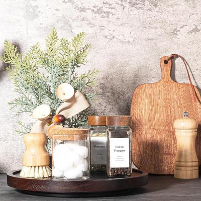 Wood Lazy Susan Organizer Kitchen Turntable for Cabinet Farmhouse Bathroom Decor Round Decorative Tray for Vanity, Counter, Sink, Coffee...