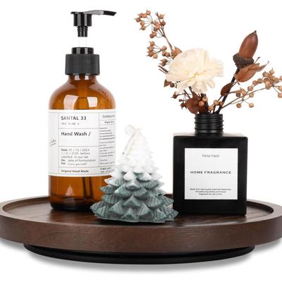 Wood Lazy Susan Organizer Kitchen Turntable for Cabinet Farmhouse Bathroom Decor Round Decorative Tray for Vanity, Counter, Sink, Coffee...