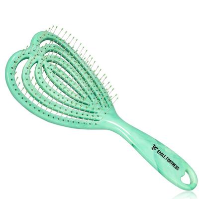 Eagle Fortress Curved Vented Detangler Hair Brush in Green - Faster Blow Drying - For Curly, Thick or Straight Hair - For Dry or Wet Hair