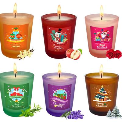 Scented Candle Gift Set - Set of 6 Scented Candles, Glass Jar Candle Family - Vanilla Cake, Apple, Rose, Cedar, Lavender, Eucalyptus...