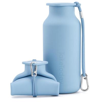 Collapsible Water Bottles 20 oz, Leak Proof, BPA Free Foldable Silicone Travel Water Bottle Cups for Taveling, Outdoors, On the go, Warm...