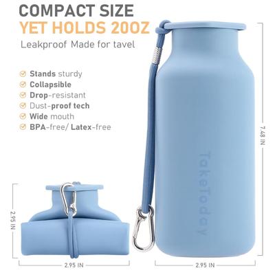 Collapsible Water Bottles 20 oz, Leak Proof, BPA Free Foldable Silicone Travel Water Bottle Cups for Taveling, Outdoors, On the go, Warm...