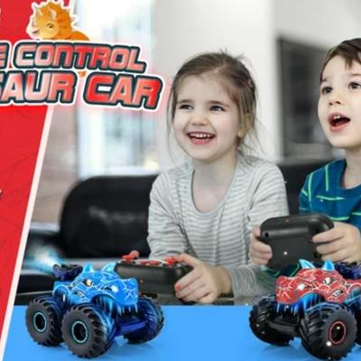RC Dinosaur Car Toys for Boys, Remote Control Monster Truck for Boys 3-8 with Spray, Light & Sound