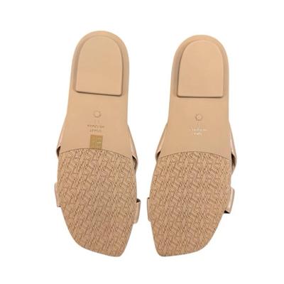 Size 9.5 Stuart Weitzman Women's Playa Knot Flat Slides in Tan Calf Skin Leather