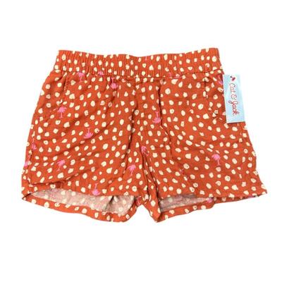 Size L - Girls' Target Cat & Jack Rust Shorts w/White Polka Dots & Pink Palm Trees