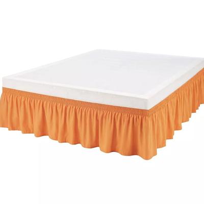 Size Twin/Twin XL Orange Lightweight Elegantly Styled Ruffled Bed Skirt, Three Sided