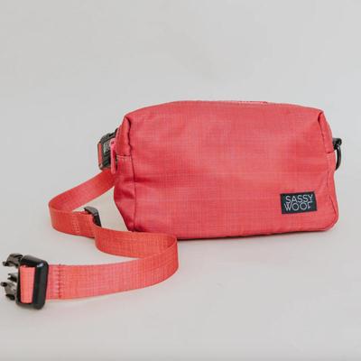 Sassy Woof - Woof Pack Fanny Pack Bag for Treats, Waste Bag Dispenser, Keys & Phone in Merlot Red