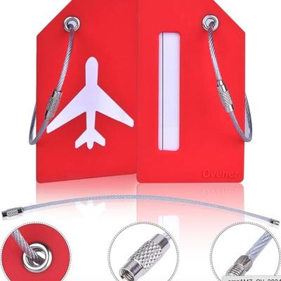 2-Pack Red Silicone Luggage Tag with Name ID Card Perfect to Quickly Spot Luggage Suitcase