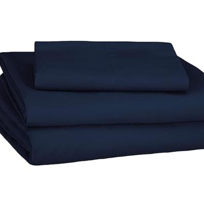 Size Twin/Twin XL Navy Blue AmazonBasics College Dorm Microfiber Sheet Set with Elastic Pockets