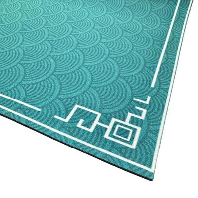 Front Doormat 32" x 20" Non Slip Rubber Welcome Mat Outside Entry Extra Bath Rugs for Patio Porch Teal Green w/Art Deco Arches...