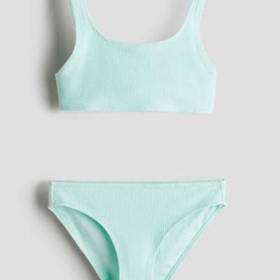 Size 8/10 - H&M Girls Textured 2-Piece Swimming Suit in Turquoise