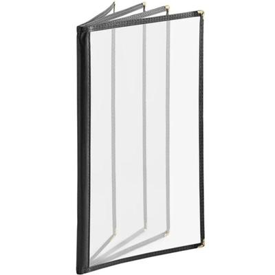 9 Pack Choice 8 1/2" x 14" Black 8-View Four Pocket Menu Cover
