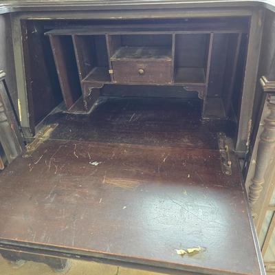 Antique wood Secretary desk with drop down front - For repair