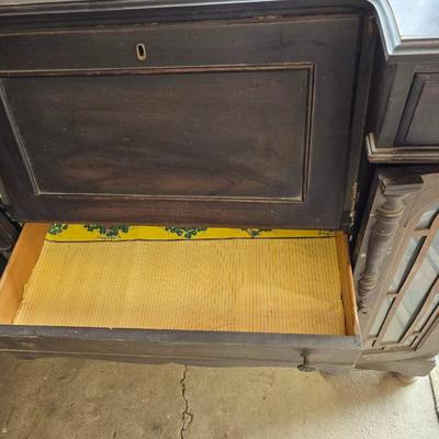 Antique wood Secretary desk with drop down front - For repair