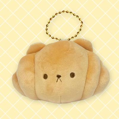 3.5" Kawaii Kuma Kuma Bakery Croissant Bear Plushie Keychain w/Ballchain Attachment