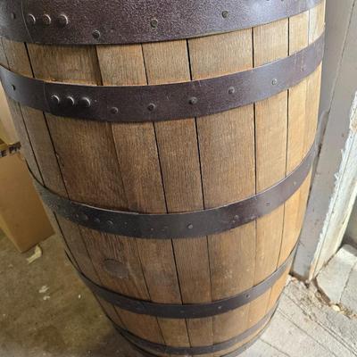 Half whisky barrel shelf / small bar. Needs top fixed