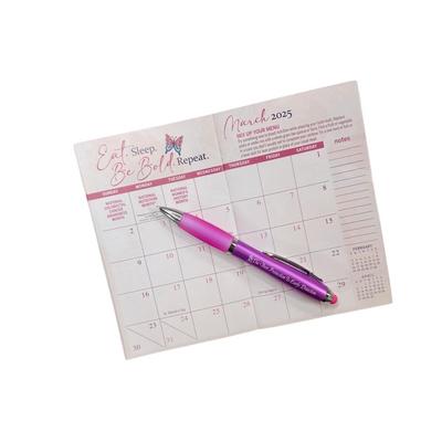 Bulk Lot of 2025 Women's Monthly Planner w/Wellness Tips & Matching Ballpoint Pen