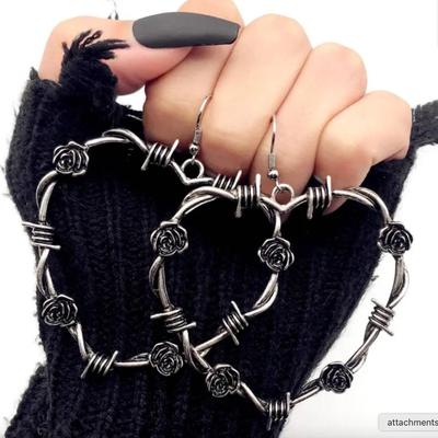 Gothic Creative Thorn Rose Love Earrings Vintage Valentine Gift Earrings