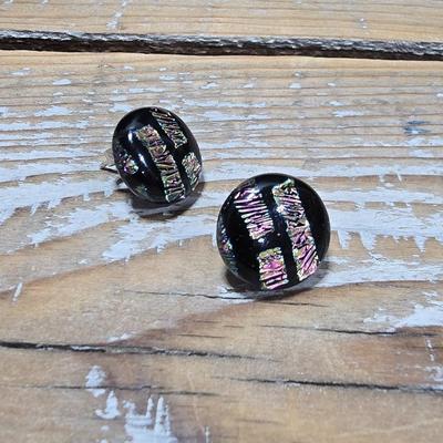 Aurora Borealis cuff bracelet with a set of Dichroic glass earrings