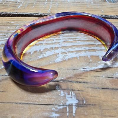 Aurora Borealis cuff bracelet with a set of Dichroic glass earrings