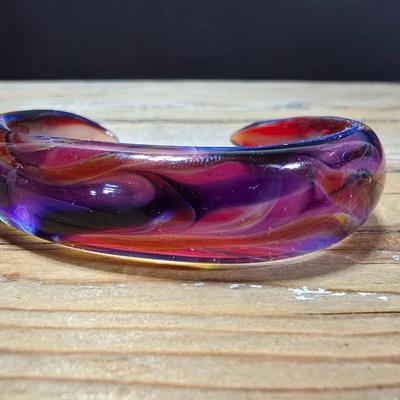 Aurora Borealis cuff bracelet with a set of Dichroic glass earrings