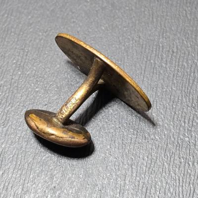 Circa 1920's Layered Grape Motif Oval Brass Sash Pin Brooch with vintage cuff link