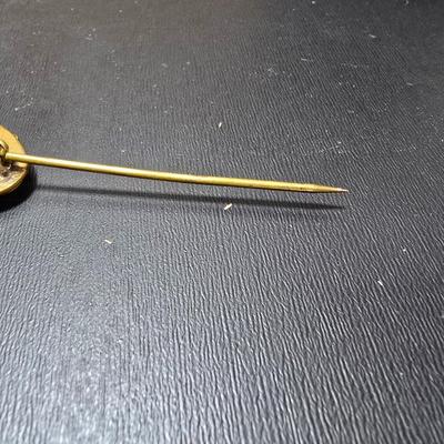 Circa 1920's Layered Grape Motif Oval Brass Sash Pin Brooch with vintage cuff link