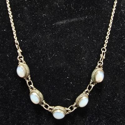 Vintage Baltic Amber & .925 marked Sterling Silver Bracelet with moonstone like necklace