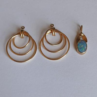 A pair of 14k Earrings with no posts / hooks and a beautiful necklace pendant