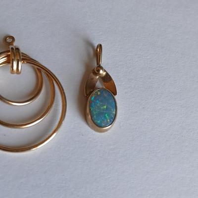 A pair of 14k Earrings with no posts / hooks and a beautiful necklace pendant