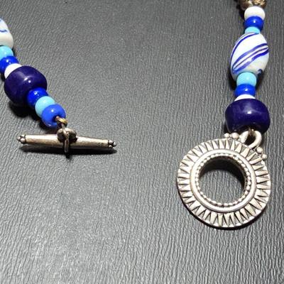 Red and Blue beaded bracelets with elephant charm and trade beads