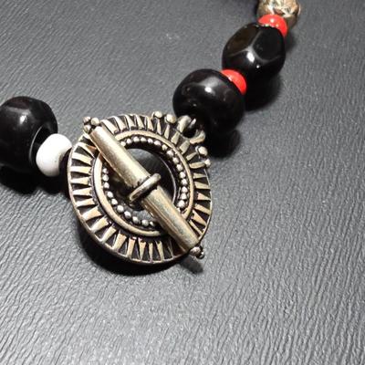 Red and Blue beaded bracelets with elephant charm and trade beads