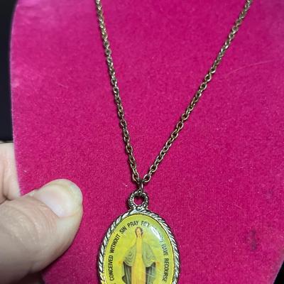 Silver toned mother Mary necklace