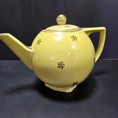 Vintage 1940's Hall Canary Yellow Tea Pot Art Deco Shape Teapot