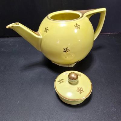 Vintage 1940's Hall Canary Yellow Tea Pot Art Deco Shape Teapot